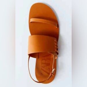 Zara Burnt Orange Sandals Modern Slip-On Design Size 38
